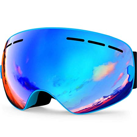 Zionor Lagopus X Mini Kids Snowmobile Snowboard Skate Ski Goggles with 100% UV Protection Anti-Fog Detachable Wide Angle Double Panoramic Lens for Youth