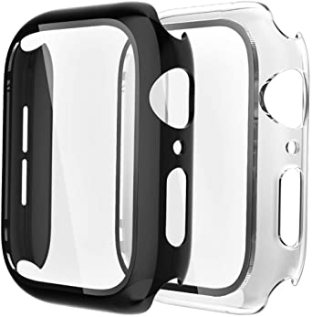 [2 Pack] GBPOOT Compatible with Apple Watch Case 40mm with Screen Protector,Ultra-Thin TPU Full Screen Protector Film,Hard PC Shockproof Bumper Cover for iWatch Series SE/6/5/4