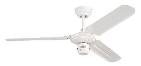 Westinghouse Lighting 7833740 78337 Industrial 122 cm Three Indoor Ceiling Fan, White Finish with White Blades