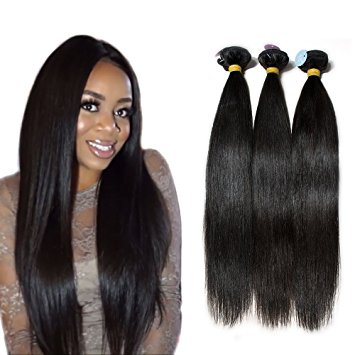 New Star Hair 100% Unprocessed Brazilian Human Hair Bundles Straight Virgin Hair 3 Bundles or 4 Bundles Full Cuticle Aligned No Smell No Shedding Soft Natural Color Thick Human Hair Extensions