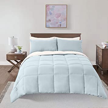 Royal Hotel King/California-King Size Down-Alternative Comforter - Duvet Insert, 100% Down Alternative Fill, Reversible Comforter, Blue and White