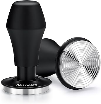 Normcore 51mm Espresso Coffee Tamper with Ripple Base - Spring Loaded Tamper - 15lb / 25lb / 30lbs Replacement Springs - Anodized Aluminum Handle and Stand