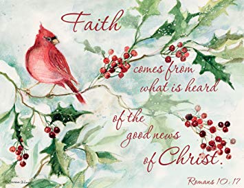 LANG - "Cardinal and Berries", Boxed Christmas Cards, Artwork by Susan Winget" - 18 Cards, 19 envelopes - 5.375" x 6.875"