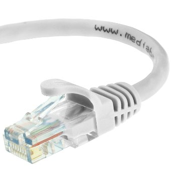 Mediabridge Cat5e Ethernet Patch Cable (15 Feet) - RJ45 Computer Networking Cord - White - (Part# 31-299-15B )