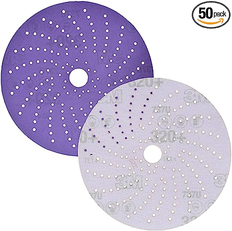 3M Cubitron II Hookit Clean Sanding Abrasive Disc 31483, 6 in, 320  Grade, Pack of 50 Discs, Virtually Dust-Free, High Performance, Long Lasting, Multi-Hole Pattern, Feather Edging, Stock Removal