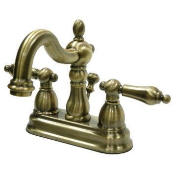 Kingston Brass KB1603AL Heritage 4-Inch Centerset Lavatory Faucet with Metal Lever Handle Vintage Brass