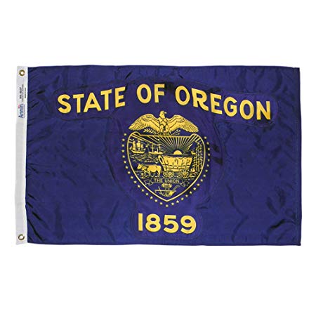 Annin Flagmakers Model 144460 Oregon State Flag 3x5 ft. Nylon SolarGuard Nyl-Glo 100% Made in USA to Official State Design Specifications.