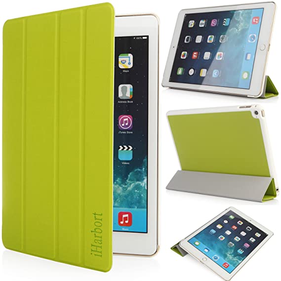 iHarbort Apple iPad Air 2 Case, PU Leather - Multi-Angles Smart Cover Holder Stand for Apple iPad Air 2, with Sleep/Wake Up Function, Green
