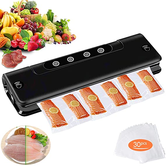 Inmorven Vacuum Sealer Machine，Automatic Food Saver 2.0 with 30 Sealing Bags Time Adjustable Large-caliber for Dry, Moist, Powdered Food Wine Jar, Air Sealing for Home Kitchen Commercial Restaurant.