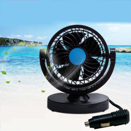 Anpress 12V Car Mini Electric Fan 360 Rotating Strong Wind Car Fan Car Air Conditioner Low Noise Portable Auto Air Cooling Fan