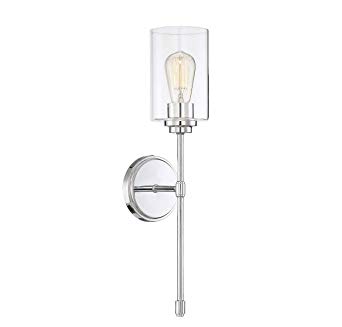 Trade Winds Lighting TW90030CH Contemporary Sleek Loft Clear Glass Wall Sconce Light, 100 Watts, in Chrome