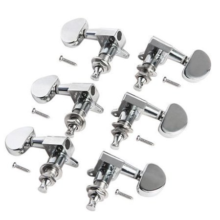 YMC Chrome-Tuning-Peg-Round-3L3R 6 Pieces 3L3R Acoustic Guitar Tuning Pegs Machine Head Tuners Chrome Guitar Parts