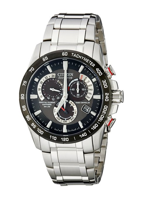 Citizen Eco-Drive Mens AT4008-51E Perpetual Chrono A-T Stainless Steel Watch
