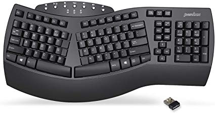 Perixx Periboard-612 Wireless Ergonomic Split Keyboard with Dual Mode 2.4G and Bluetooth Feature, Compatible with Windows 10 and Mac OS X System, Black