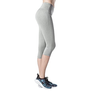 Lapasa Women's Sports Capris -SOFT WIDE WAISTBAND- Stretchy Running Yoga Pants Hidden Pocket L02