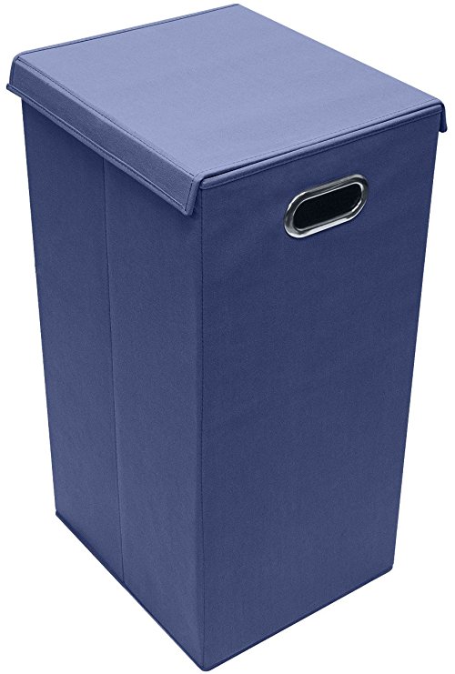 Sorbus Laundry Hamper Sorter with Lid Closure – Foldable Hamper, Detachable Lid, Portable Built-In Handles for Easy Transport – Single (Navy Blue)