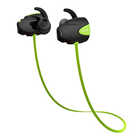 Bluesim Bluetooth Headphones Bluetooth 4.1 Stereo Earphones Wireless Sport Headphones In Ear Portable Earbuds with Microphone AptX Noise Cancelling Hands-Free Calls for running for iPhone Android smartphones Tablet TV Radio Mp3 ( Green )