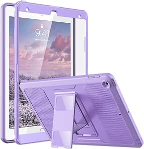 MoKo Case for iPad 10.2 Inch, Shockproof, Heavy Duty, with Built-in Screen Protector, Purple