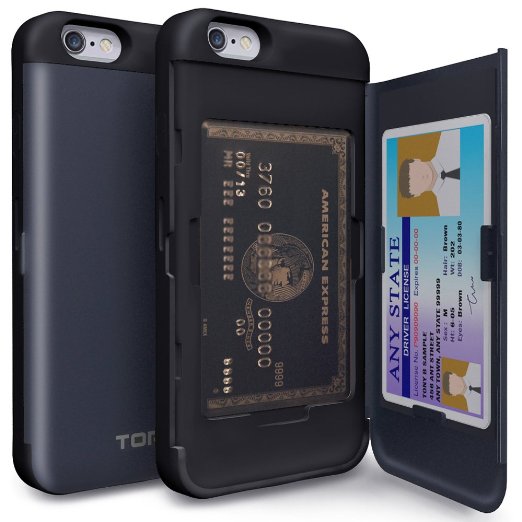 iPhone 6S Case, TORU [CX PRO] iPhone 6 Wallet Case - [CARD SLOT][ID HOLDER][KICKSTAND] Protective Hidden Wallet Case with Mirror for iPhone 6/6S - Metal Slate