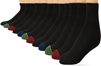 Gildan Men's Polyester Half Cushion Ankle Socks, 12-Pack