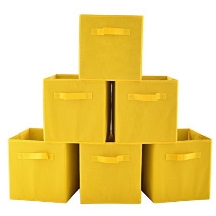 VCCUCINE Foldable Fabric Storage Containers Drawers, 6 pack Yellow Storage Cube Baskets