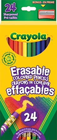 Crayola 24 Erasable Coloured Pencils, Adult Colouring Pencil Crayons, Bullet Journaling, School and Craft Supplies, Drawing Gift for Boys and Girls, Kids, Teens Ages 5, 6,7, 8 and Up, Back to school, School supplies, Arts and Crafts,  Gifting