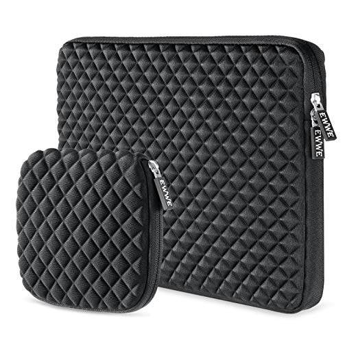EWWE 3D Protective Laptop Sleeve Case Bag for 15-15.6 inch ASUS ACER HP LENOVO DELL TOSHIBA SAMSUNG Chromebook Notebook Briefcase Cover, Diamond Foam Splash & Shock Resistant with Small Case, Black