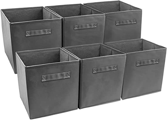 Sorbus Foldable Storage Cube Basket Bin (6 Pack, Grey)