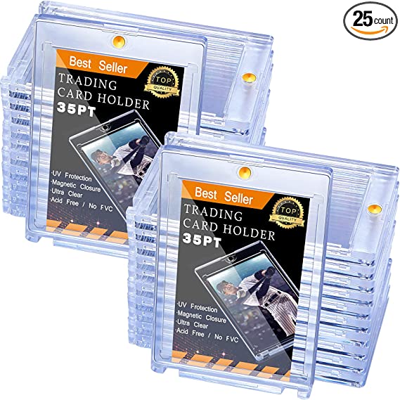 Zonon Magnetic Card Holders forTrading Card, 35 PT Baseball Card Protectors Hard Waterproof Transparent Card Protectors for Sports Cards Standard Cards Work Cards Trading Cards (25)