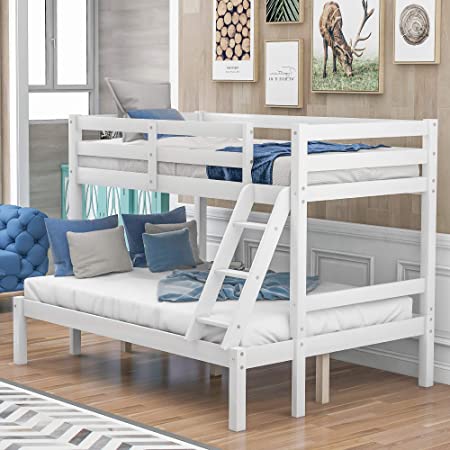 Harper&Bright Designs Twin-Over-Full Bunk Bed with Ladders (White.)