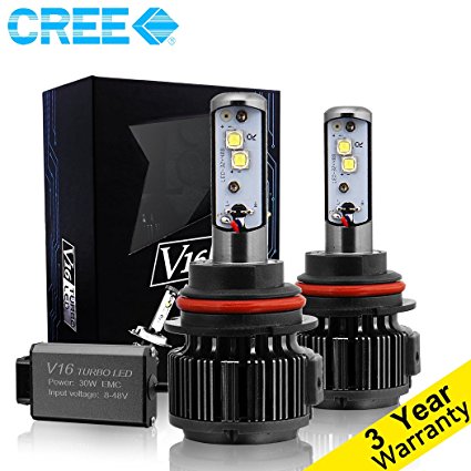 CougarMotor LED Headlight Bulbs All-in-One Conversion Kit - 9007 -7,200Lm 80W 6000K Cool White CREE - 3 Year Warranty