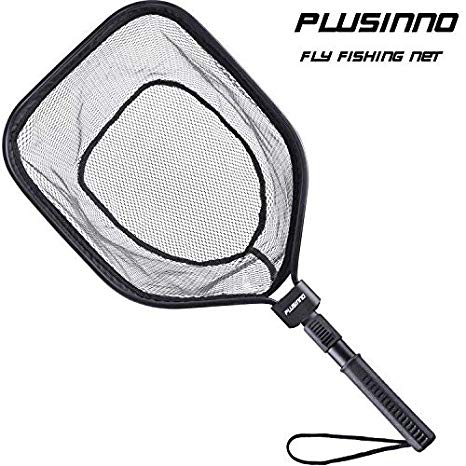 PLUSINNO Fly Fishing Net, Bass Trout Landing Net, Folding Fishing Nets Fresh Water, Safe Fish Catching or Releasing