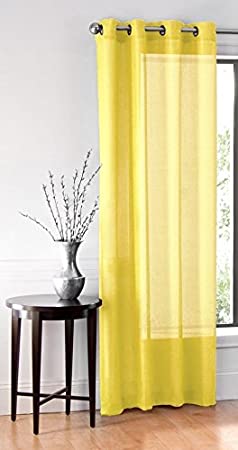 Gorgeous New Home Decor 55" Wide X 63" 84" 95" 108" Lengths Grommet Top Transparent 1PC Panel Window Curtain Drape Treatment in Plain Colors (Mira Yellow, 108)