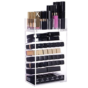 Langforth Acrylic Makeup Organizer Palette Lipstick Holder Case Storage 2 in 1 Provides 7 Space