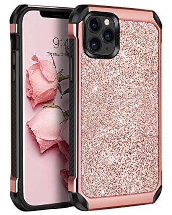 BENTOBEN iPhone 11 Pro Case, Glitter Dual Layer Heavy Duty Shockproof Protective Bumper Soft TPU Hybird Hard PC Non Slip Grip Durable Sturdy Girl Women Phone Cover for iPhone11 Pro 5.8 2019,Rose Gold