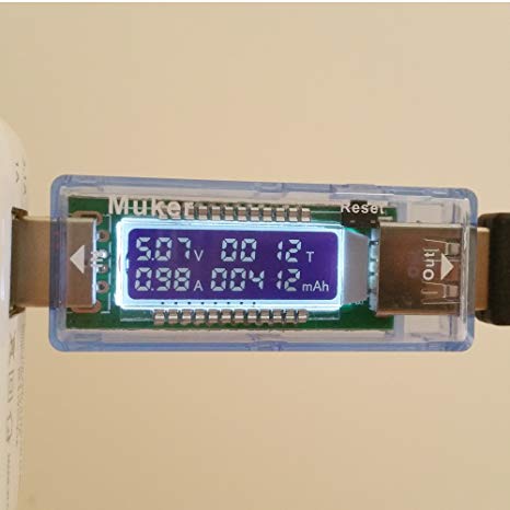 MUKER-TM103 USB Power Multi meter Voltmeter Ammeter Voltage(4V-9V) Current(0A-3.3A) High Precision LCD Display for Mobile Power Banks & Other USB Charging
