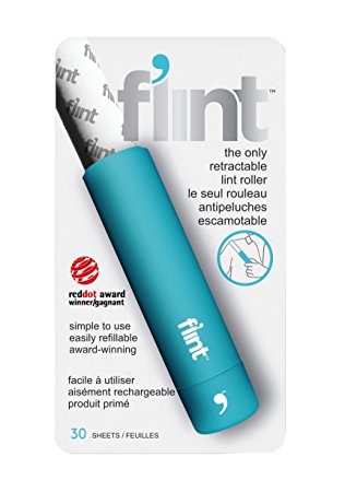 Flint Retractable Lint Roller, Light Blue