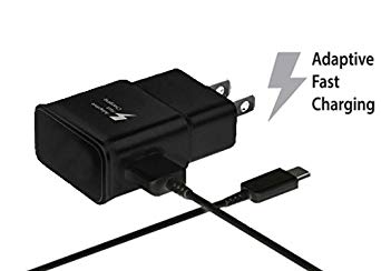 USB Type-C Cable with Adaptive Fast Wall Charger for Galaxy S8 S8 Plus S9 Note 8 And more Class C charging phones-Black