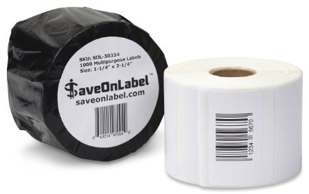 SaveOnLabel DYMO 30334 Compatible (2-1/4" x 1-1/4") Multipurpose Labels, 1 roll