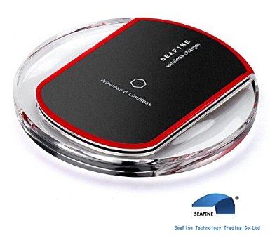 SeaFineWireless ChargerQI Wireless Square Charging Pad for Samsung S6  S6 Edge Nexus 4  5  6  7 2013 LG Optimus Vu2 HTC 8X  Droid DNA and Other Qi-Enabled Devices Pure Black