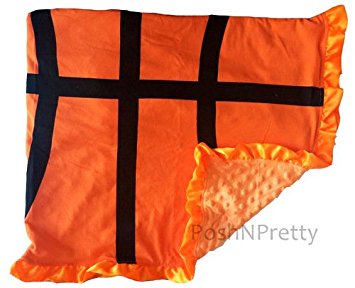 Soft and Cozy Large Minky blanket - BasketBall Orange