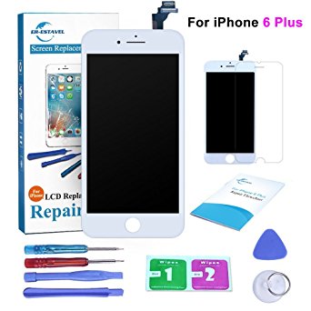 Qi-Eu LCD Display for iPhone 6 Plus 5.5 inch Touch Screen Digitizer Replacement Full Assembly - White, Repair Tools Kit and Instructions are Included