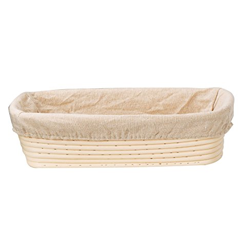 Kootips 17.7 inch Oval Shaped Banneton Brotform Bread Dough Proofing Rising Rattan Basket & Liner Combo