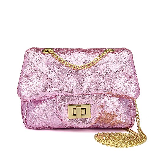 CMK Trendy Kids Toddler Kids Quilted Glitter Crossbody Handbags Purse Gifts for Girls