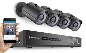 Amcrest 3-Megapixel (2048 x 1536) 8Ch Network POE Video Security System (NVR Kit) - Four 3MP POE Weatherproof Bullet IP Cameras, 98ft Night Vision, Pre-Installed 2TB HDD and More (Black)
