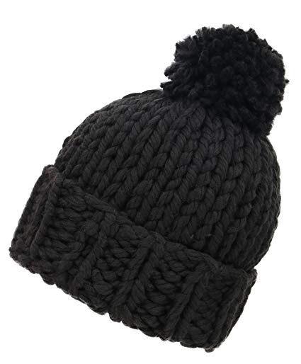 ARCTIC Paw Womens Super Soft Warm Chunky Cable Faux Fur Pompom Knit Beanie Hat