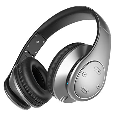 Picun P7 Over-Ear Wireless Bluetooth Headphones Lightweight Foldable Earphones Bluetooth V4.0 with Stereo Sound, Microphone, FM Radio for iPhone, Sony, Huawei and other Bluetooth-enable Devices (Grey)