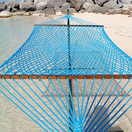 Caribbean Rope Hammock - 55 Inch - Soft-Spun Polyester (light blue)