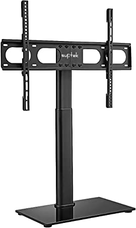 Suptek Universal Swivel Cantilever Table Top Pedestal TV Stand with Bracket for 26"-65" TVs Holds 30kg Max. VESA 600x400mm Height Adjustable Mount TS004