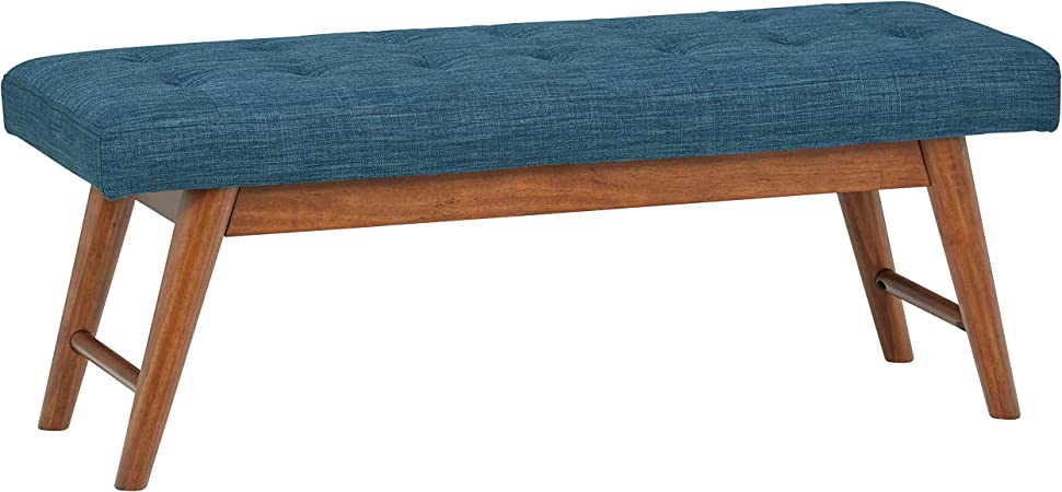 Rivet Modern Haraden Upholstered Button-Tufted Bench, 44" W, Navy